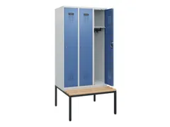 locker met bank,HxBxD 1950x900x815mm,3vak,vak B 300mm,cilinderslot