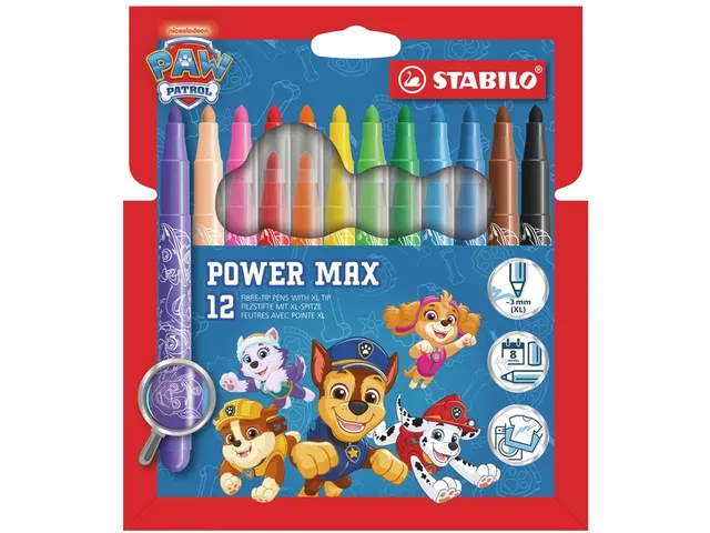 Viltstift STABILO power max PAW Patrol 12 stuks