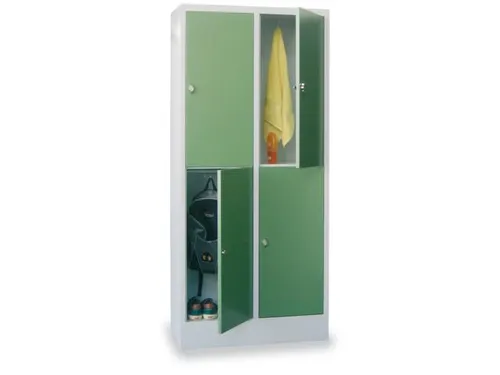 lockerkast,HxBxD 1850x800x500mm,2x2vakken,RAL7035,front RAL6011
