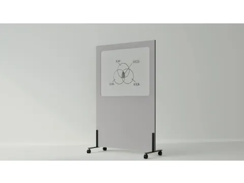 Silva verrijdbaar akoestisch whiteboard lichtgrijs 200x120cm