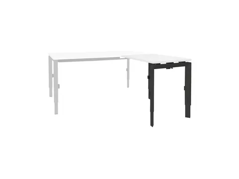 Bureau Linesto N3 aanbouwtafel 120x60cm krijtwit 25mm zwart