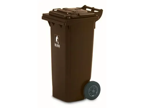 Vuilcontainer PE 80 liter HxBxD 930x448x530mm met wielen bruin