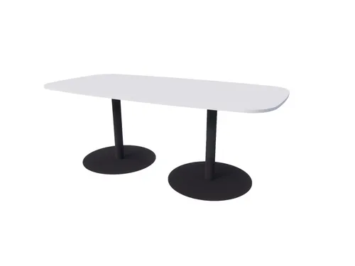 Linesto vergadertafel 200x100 deens ovaal krijtwit 25mm zwart