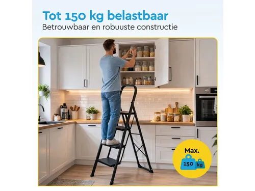 Huishoudtrap BRASQ 4 treden SLM400 zwart