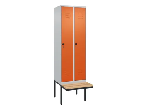 locker met bank,HxBxD 2120x600x815mm,2vak,vak B 300mm,draaigrendel