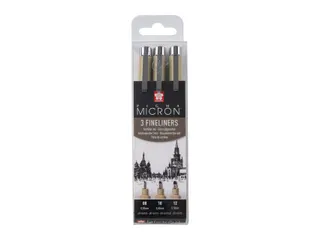 Fineliner Sakura Pigma Micron set à 3 schrijfbreedtes breed zwart - 1