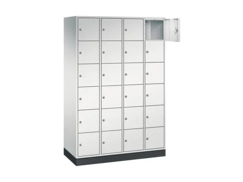 lockerkast,RAL 7035,HxBxD 1950x1220x500mm,4x6vakken,cil.-slot,sokkel