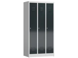 garderobekast 1800x870x500mm 3vak klink sokkel romp RAL7035 RAL7016 - 1
