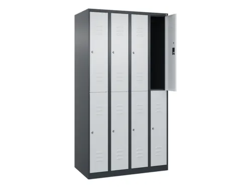 dubbeldekse locker,HxBxD 1850x1000x500mm,4x2vak.,vak B 250mm,cil.-slot