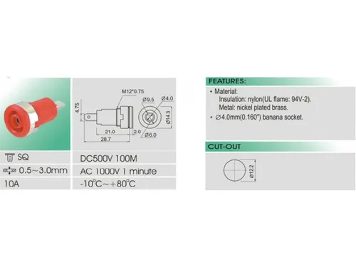 IEC1010 Bindpaal, Faston - Zwart