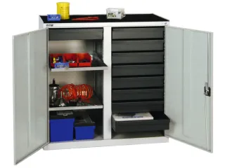 Materiaalkast 1000x1000x500mm 2legborden Uitschuifbaar 9laden Ral7035 - 2