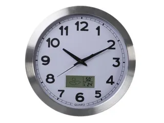 Aluminium Wandklok Lcd-display Thermometer Hygrometer & Weer 35.5cm - 1