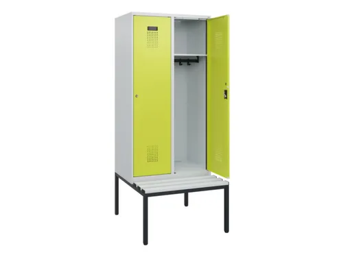 locker met bank,HxBxD 1950x800x815mm,2vak,vak B 400mm,cilinderslot
