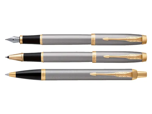 Balpen Parker IM Brushed Metal GT Medium Blauwe inkt