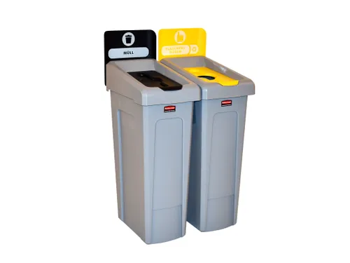Slim Jim Recyclingstation Duits Deksel Gesloten Zwart Flessen Geel