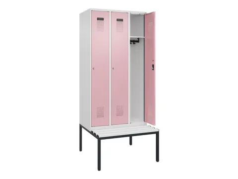 locker met bank,HxBxD 2120x900x815mm,3vak,vak B 300mm,cilinderslot