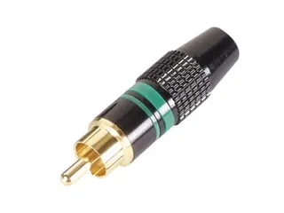 Mannelijke Rca Plug Vergulde Stekker Zwarte Behuizing Groene Ring - 1