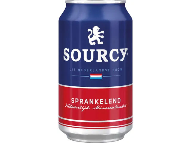 Sourcy mineraalwater rood licht bruisend blik 33cl 24 stuks