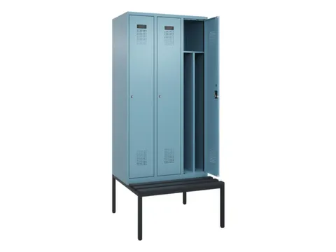 locker met bank,voor scheiding van kleding,HxBxD 2120x900x815mm,3vak