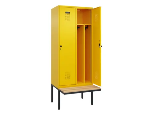 locker met bank,voor scheiding van kleding,HxBxD 2120x800x815mm,2vak