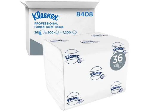 Toiletpapier Kleenex gevouwen tissues 2 laags 36x200stuks wit 8408