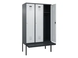 locker met bank,HxBxD 2120x1200x815mm,3vak,vak B 400mm,cilinderslot