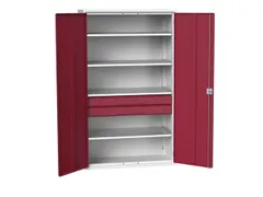 universele kast,HxBxD 2000x1300x550mm,4xStalen bodem,2lade(n)