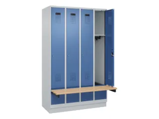 locker met bank,HxBxD 1950x1200x815mm,4vak,vak B 300mm,cilinderslot - 1
