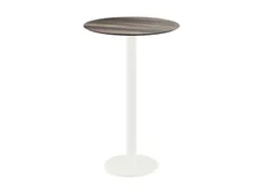 statafel,HxØ 1090x700mm,rond,schotelvoet wit,blad HPL Tropical Wood