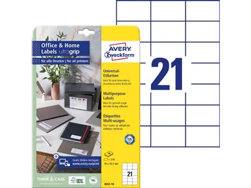 Universele Etiketten 70X42, Mm Wit Permanent