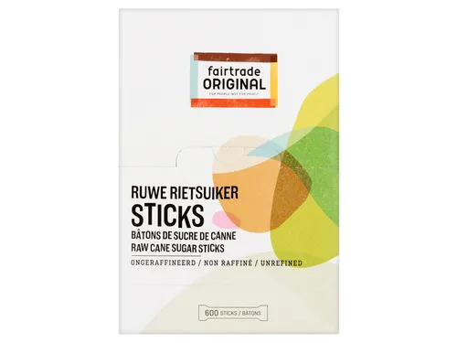 Rietsuikersticks Fairtrade Original 600 stuks