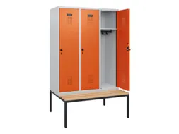 locker met bank,HxBxD 1950x1200x815mm,3vak,vak B 400mm,draaigrendel