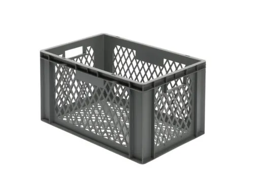 Euronorm-stapelbak 61l 320x600x400mm Wanden/bodem Opengewerkt Grijs