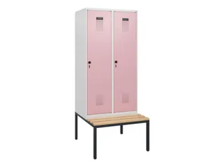 locker met bank,HxBxD 1950x800x815mm,2vak,vak B 400mm,draaigrendel - 2