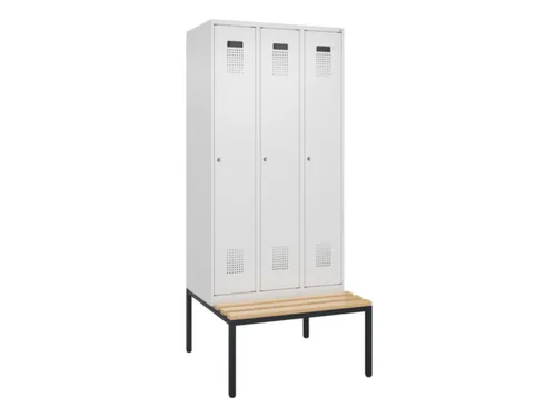 locker met bank,voor scheiding van kleding,HxBxD 2120x900x815mm,3vak