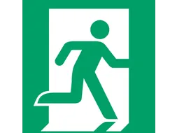 Pictogram bordje Djois Nooduitgang rechts 200x200mm groen