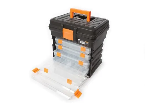 Multifunction Opbergkoffer PP met sorteerdozen 34x27x34cm Zwart/Geel