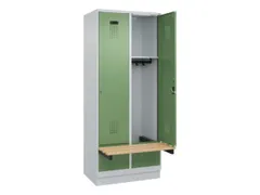 locker met bank,HxBxD 1950x800x815mm,2vak,vak B 400mm,cilinderslot