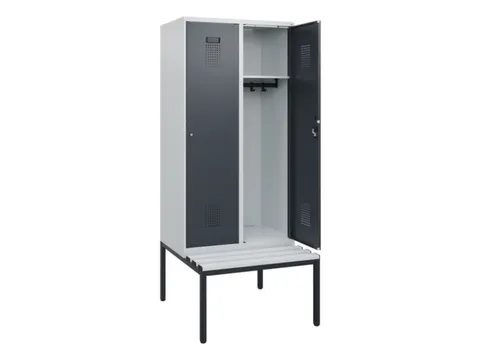 locker met bank,HxBxD 1950x800x815mm,2vak,vak B 400mm,cilinderslot