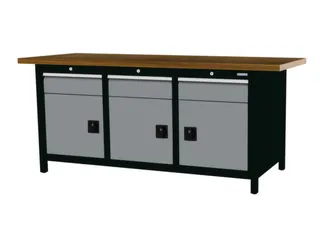 werkbank,HxBxD 860x2000x750mm,onderstel RAL9005,fronten RAL7040 - 3