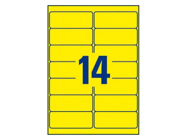 Etiket Avery L7263Y-25 99.1x38.1mm neon geel 350 stuks
