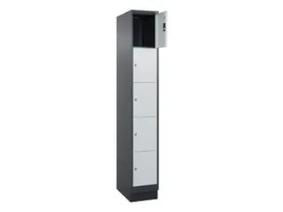 lockerkast,HxBxD 1950x300x500mm,1x5vakken,vak B 300mm,cil.-slot,sokkel - 1