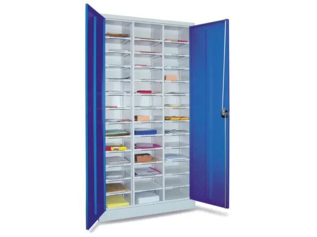 post-/sorteerkast,HxBxD 1950x1000x400mm,39vakken,RAL7035,front RAL5010