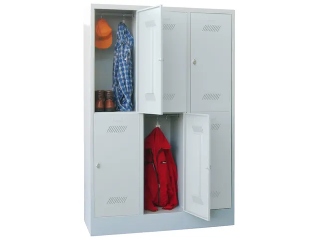 Garderobekast HxBxD 1850x1230x500mm 3x2 Vakken Klinksluiting Sokkel