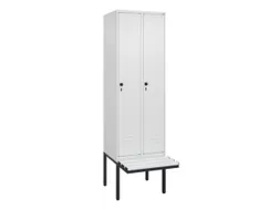 locker met bank,HxBxD 2120x600x815mm,2vak,vak B 300mm,draaigrendel