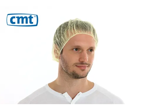 PP non woven haarnet geel 50cm bouffant cap maat M 10x100 Stuks
