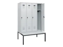 locker met bank,HxBxD 1950x1200x815mm,4vak,vak B 300mm,draaigrendel