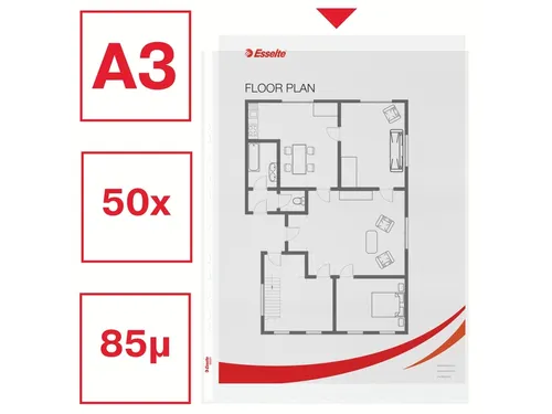 Showtas Esselte 55231 Standaard A3 PP 0.09mm 11-gaats 50 stuks