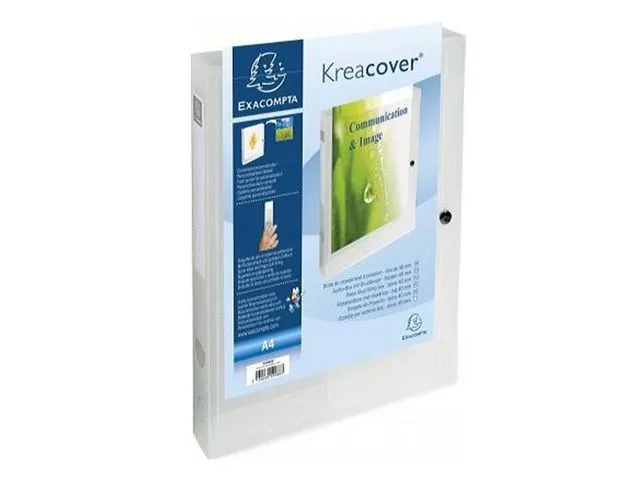 KreaCover A4 Documentenbox, 330 x 240 x 40 mm, Polypropyleen, Wit Tran