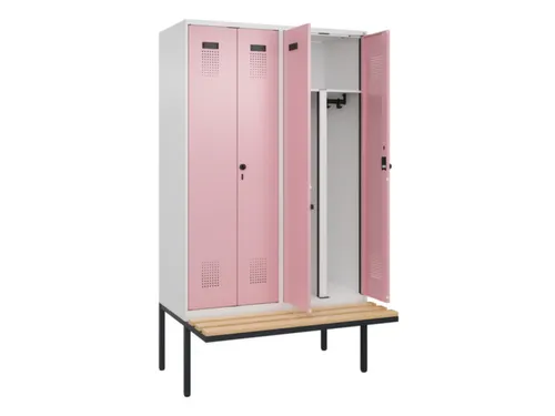 PBM-locker met bank,HxBxD 2120x1200x815mm,4vak,vak B 300mm